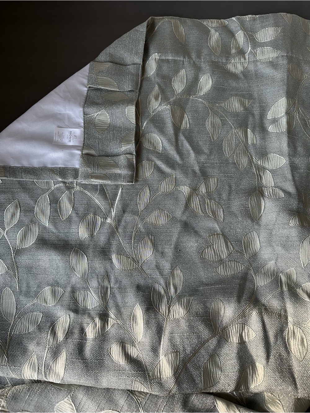 2 JCPenney Sage Green Leaf Back Tab Curtain Sheen Size 84”X49” Lined